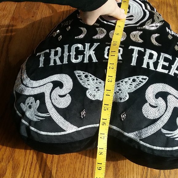 NWT Black Velvet Goth Boho Oija Embellished Pillow - Picture 11 of 16